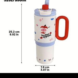 Stainless Steel Large Capacity Insulated Water Cup with handle And Lid Straw.